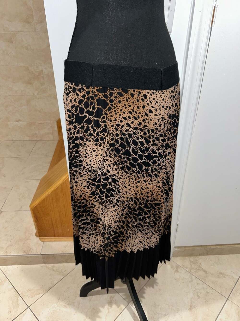 Alfani Women's Animal Print Pleated Maxi Skirt Size Large